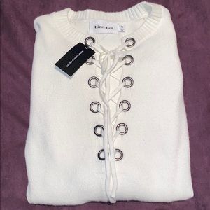 NWT LACE UP SWEATER